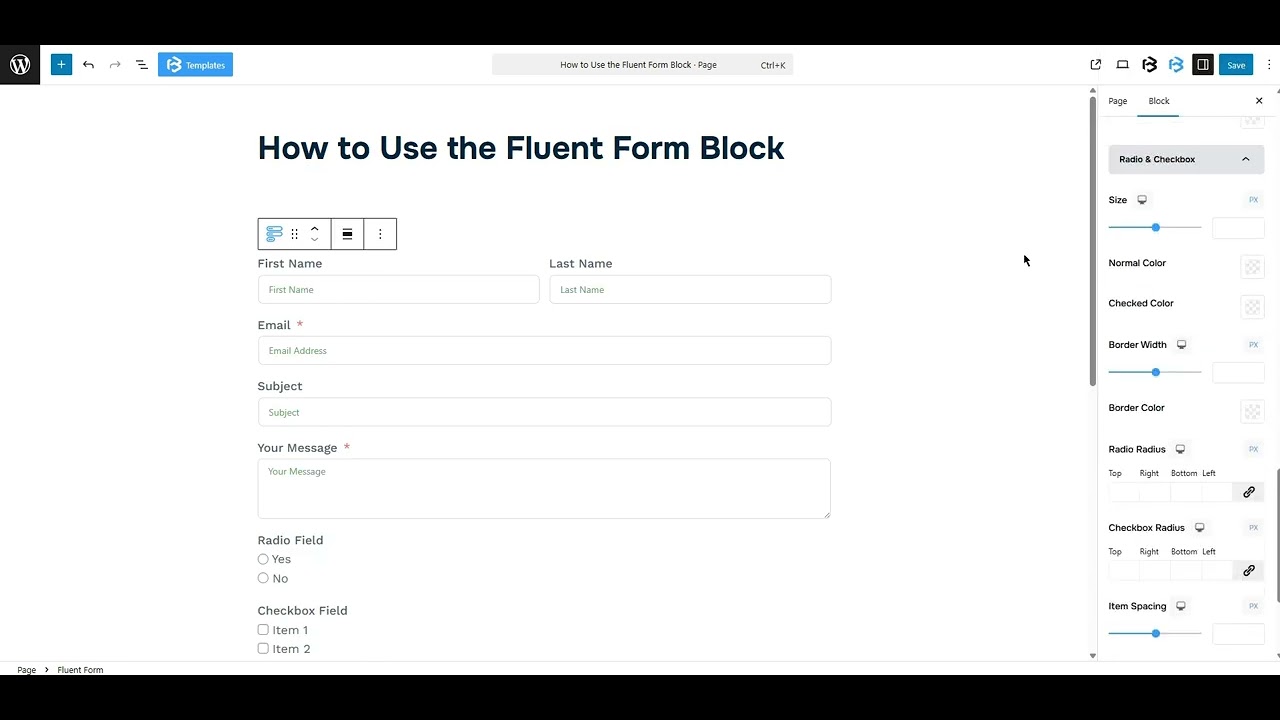Fluent form style section video