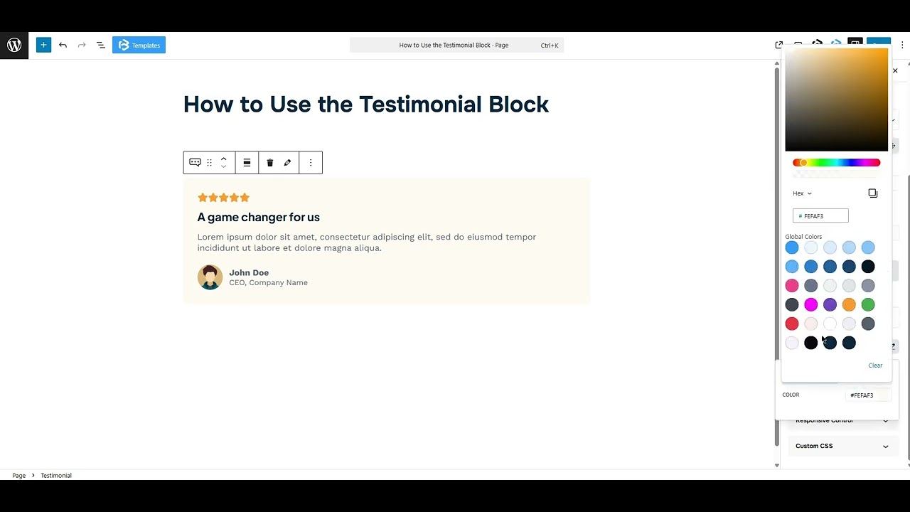 Testimonial extra section video