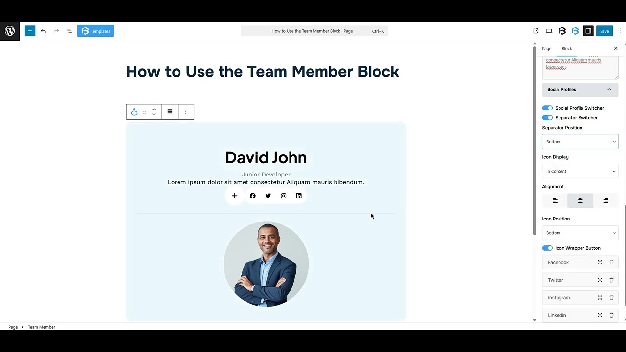 Team Member Basic section Video