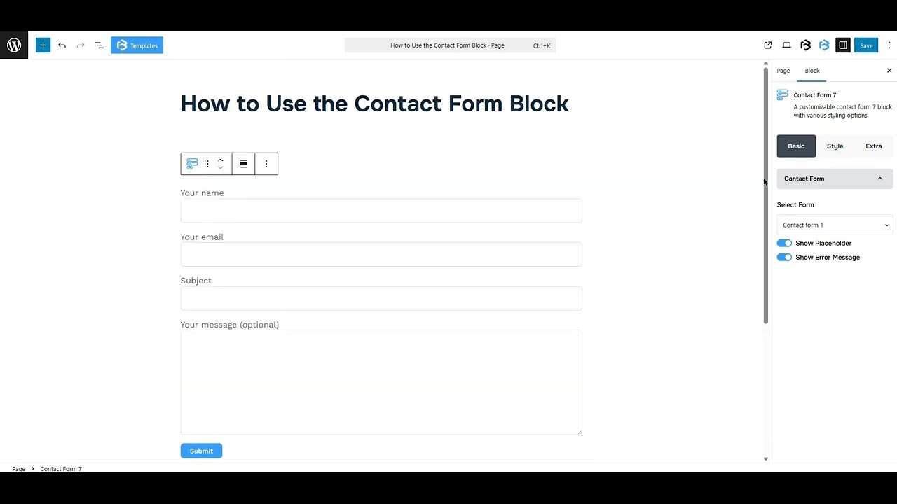 Contact Form  basic section video