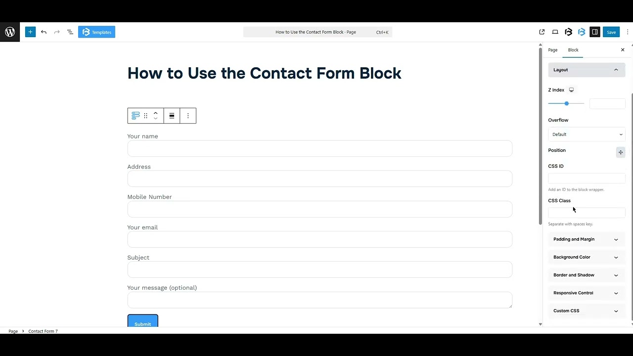 Contact Form extra section video