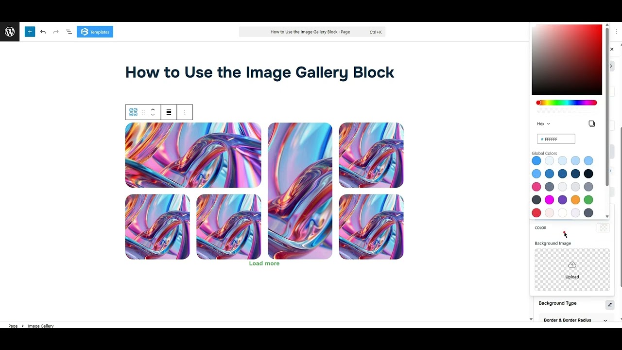 Image gallery extra section video
