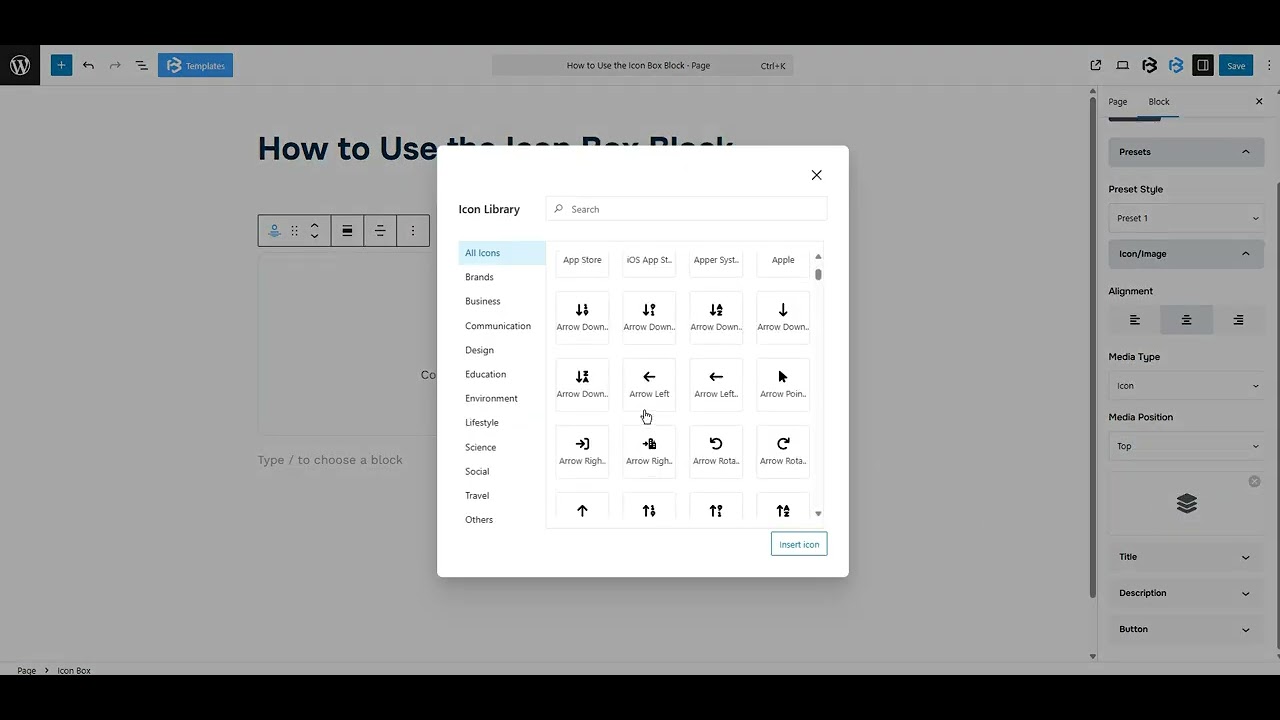 icon box basic video basic section