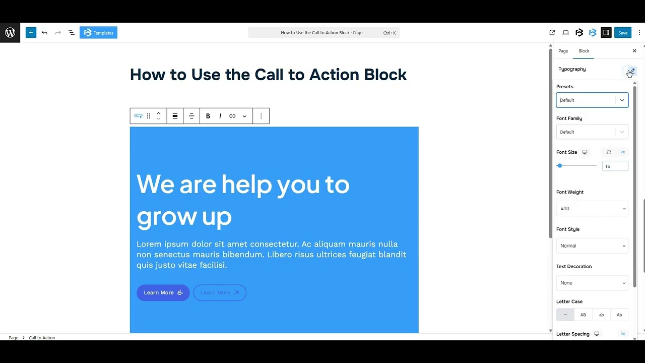 Call to action  style  section video