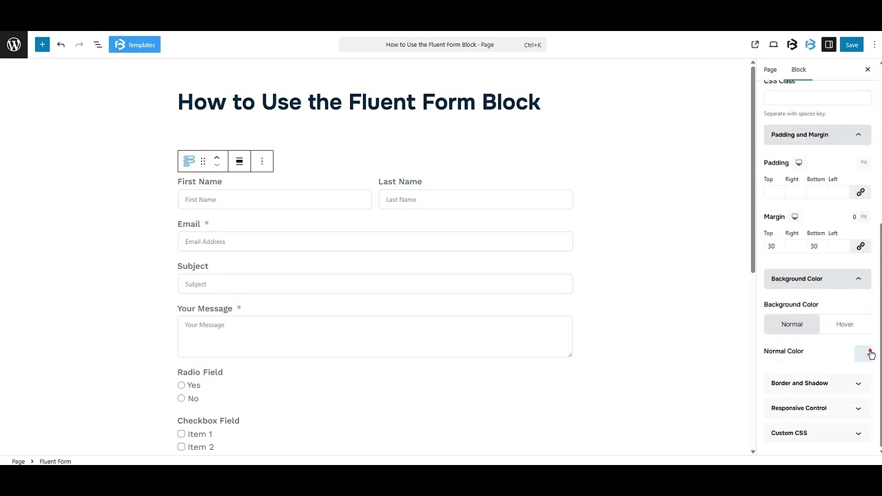 Fluent form Extra section video
