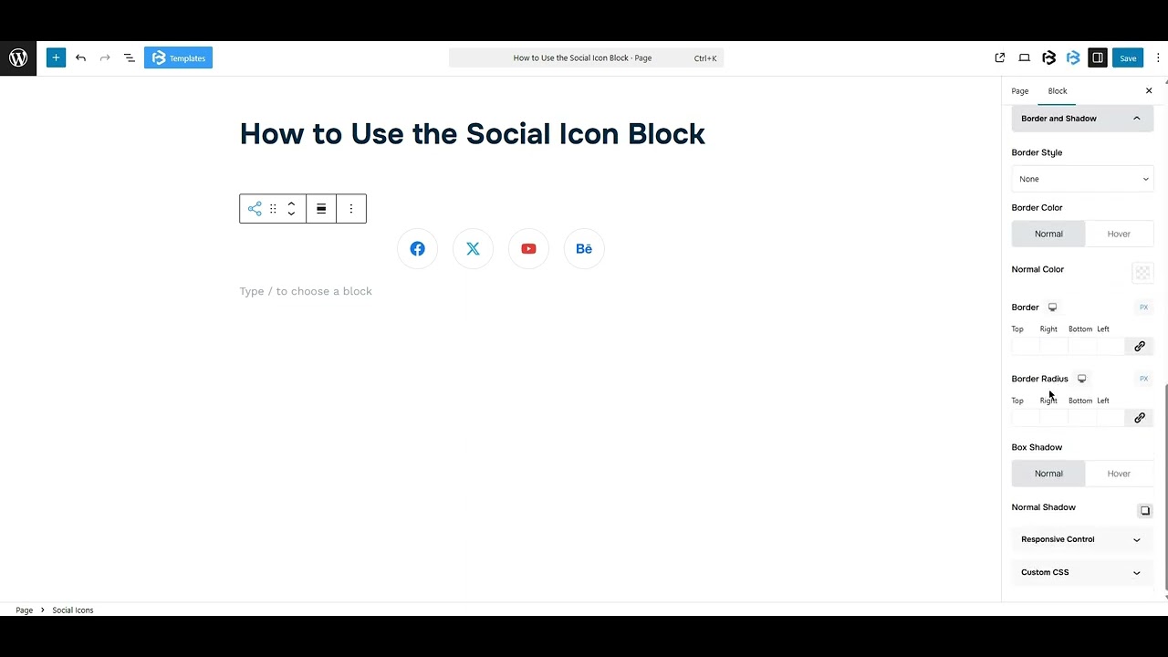 Social Icon extra section video
