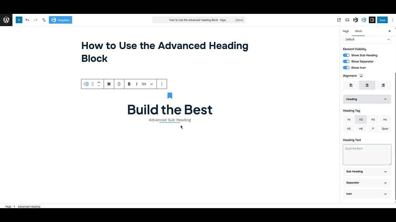 Advanced Heading  basic  section video