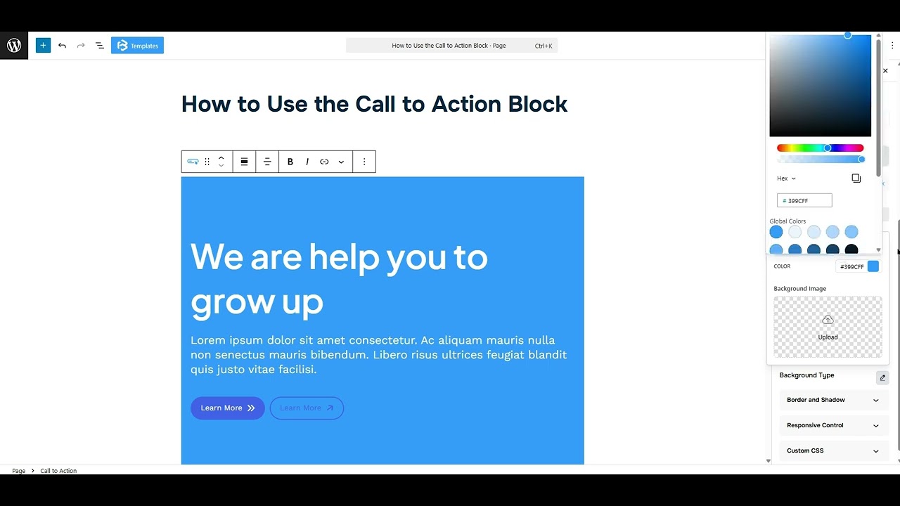 Call to action  extra  section video