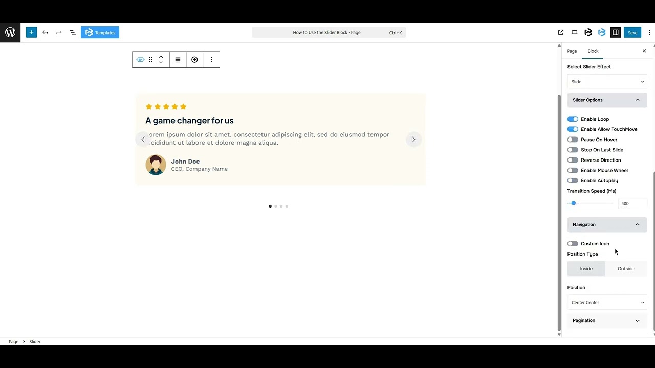 Slider basic section video