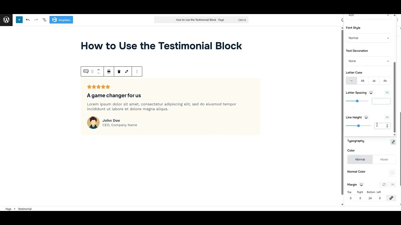 Testimonial style section